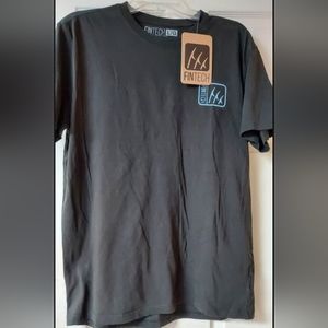 Fintech Mens Black Sun Washed Graphic T-Shirt Jet Set Large Soft Cotton New